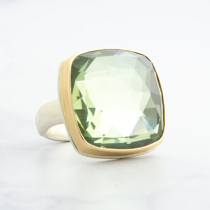 Sterling & 14K Gold Mint Quartz Ring