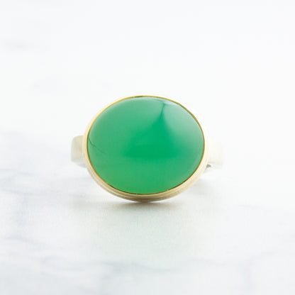 Sterling & 14K Gold Chrysoprase Ring