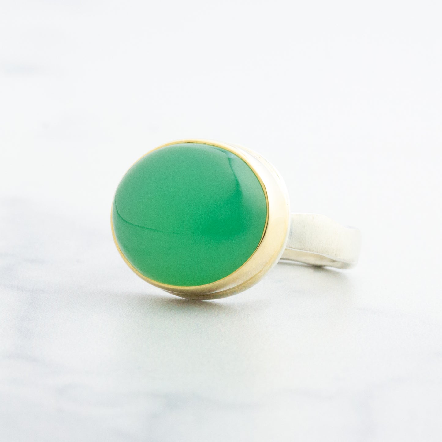 Sterling & 14K Gold Chrysoprase Ring