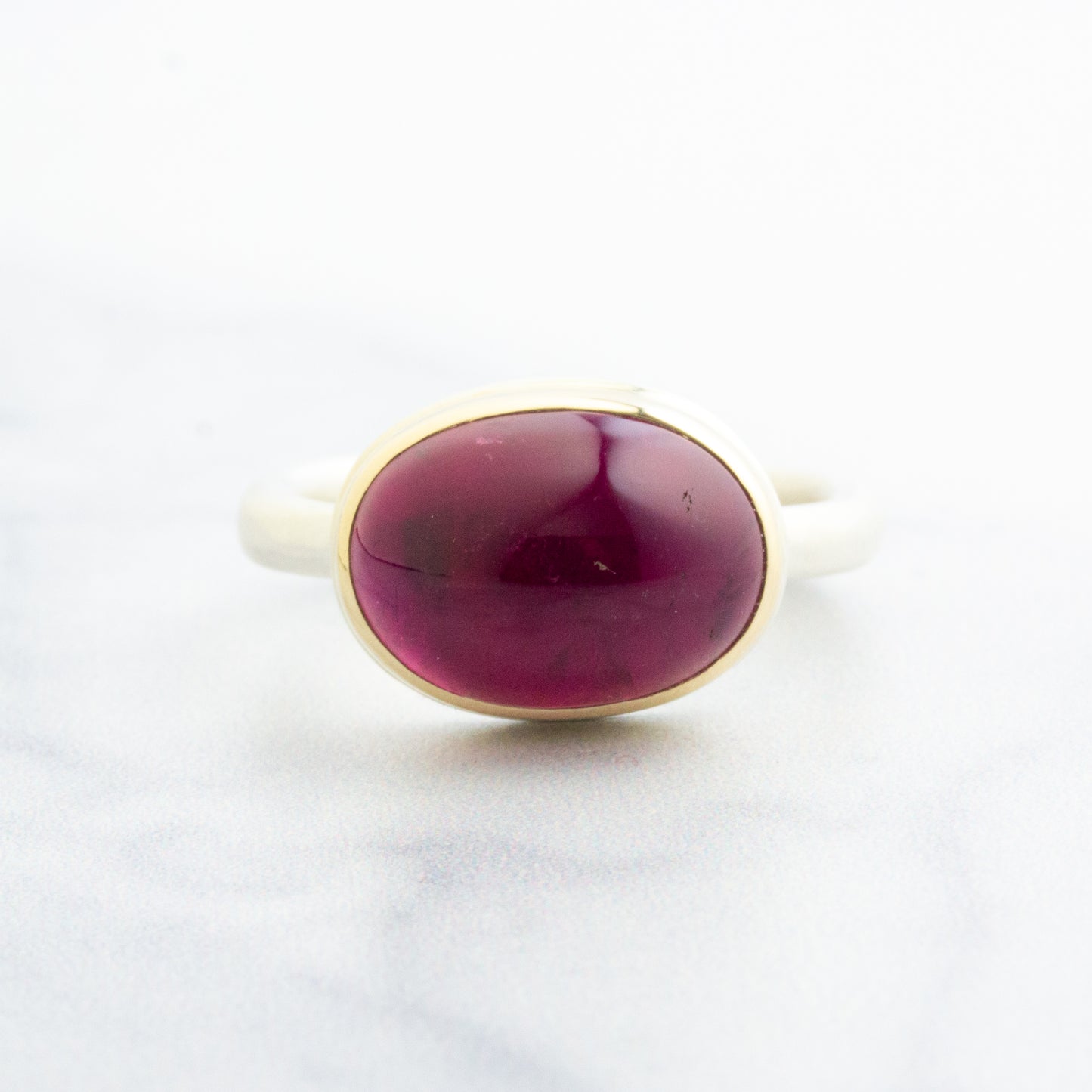 Sterling & 14K Gold Oval Rubellite Ring