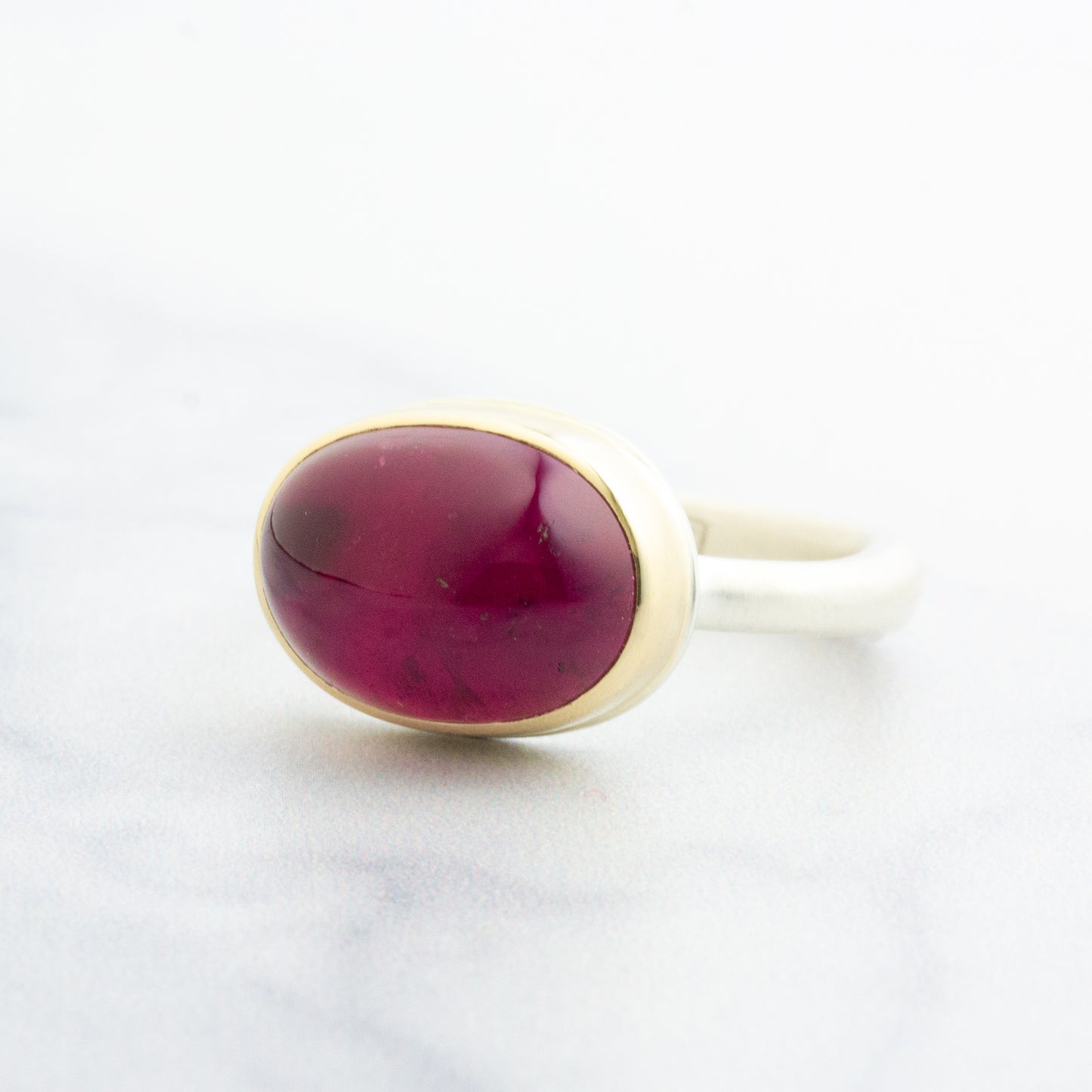 Sterling & 14K Gold Oval Rubellite Ring