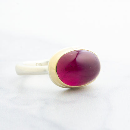 Sterling & 14K Gold Oval Rubellite Ring