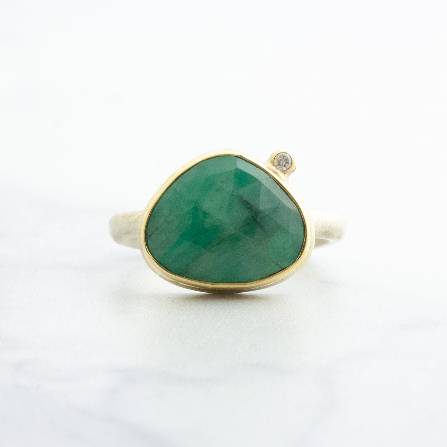 Sterling & 14K Gold Emerald & Diamond Ring