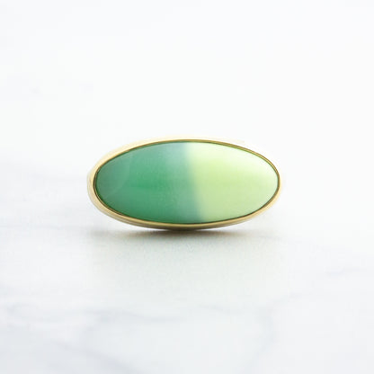 Sterling & 14K Gold Citron Chrysoprase Ring