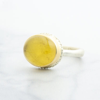 Sterling Lava Edge & 14K Gold Yellow Beryl Ring