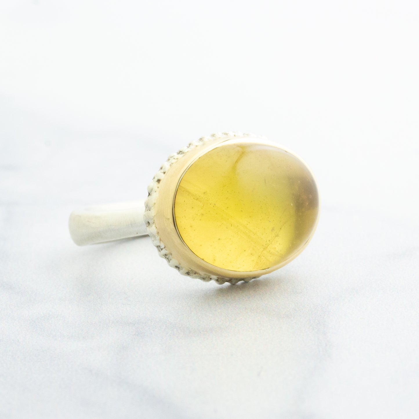 Sterling Lava Edge & 14K Gold Yellow Beryl Ring