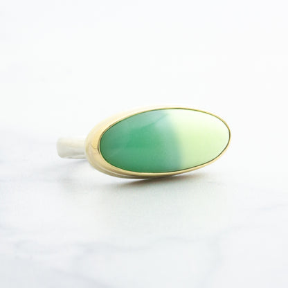 Sterling & 14K Gold Citron Chrysoprase Ring