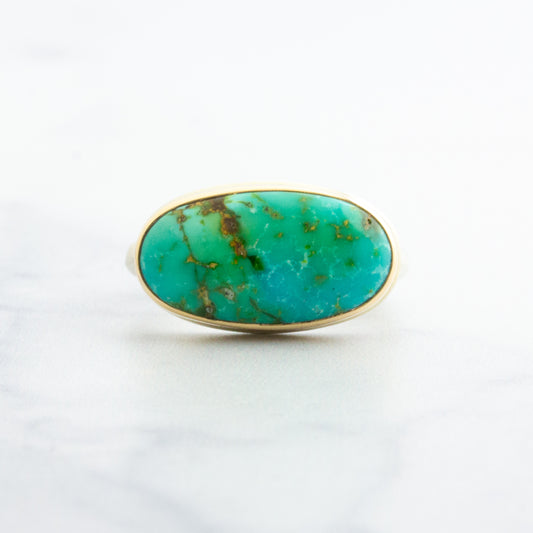 Sterling & 14K Gold Sonoran Turquoise Ring