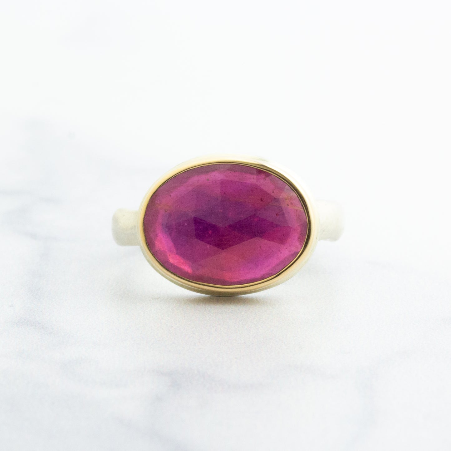 Sterling & 14K Gold Oval African Ruby Ring