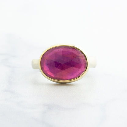 Sterling & 14K Gold Oval African Ruby Ring