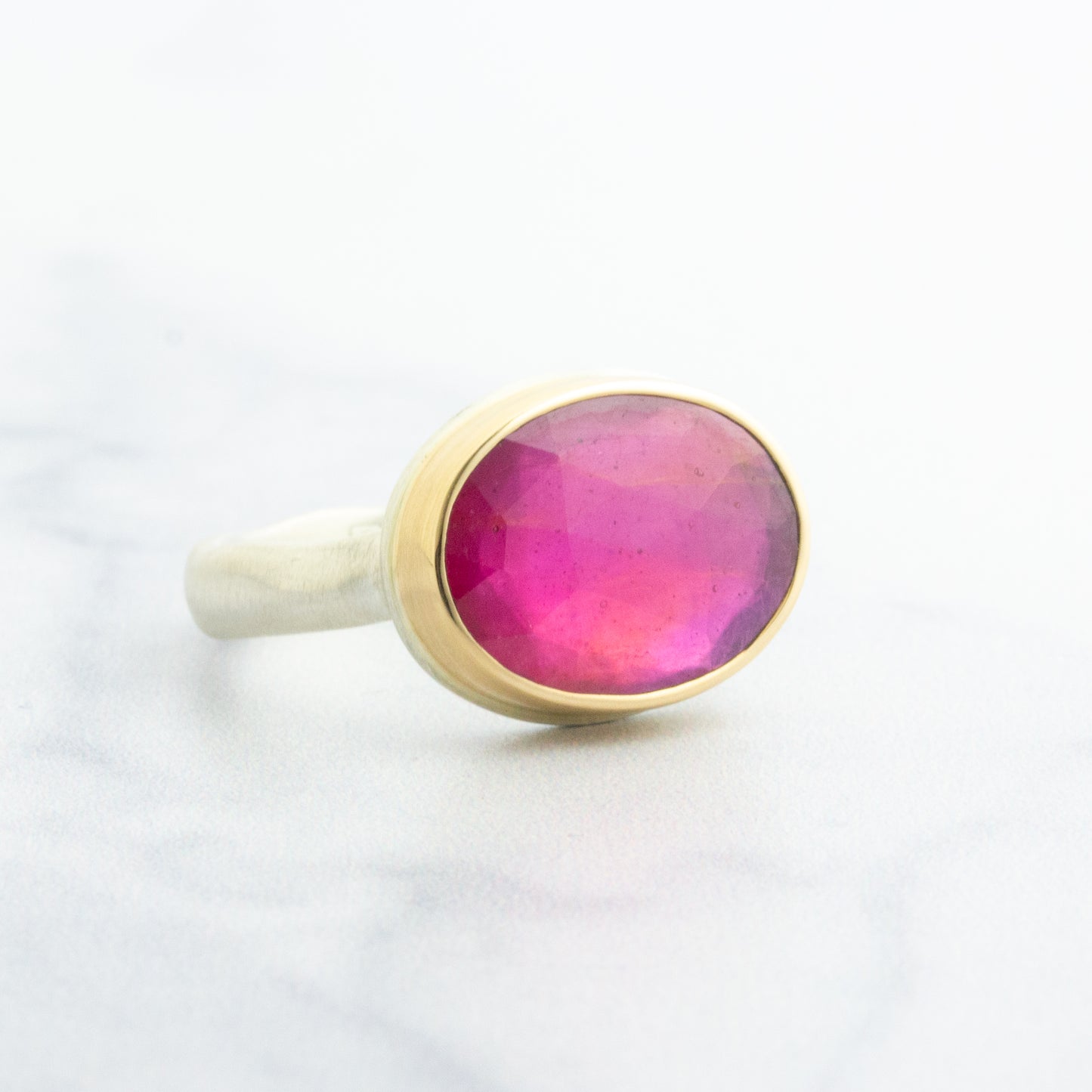 Sterling & 14K Gold Oval African Ruby Ring