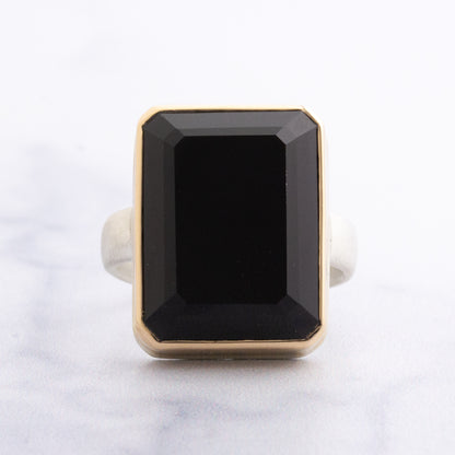 Sterling & 14K Gold Black Onyx Ring