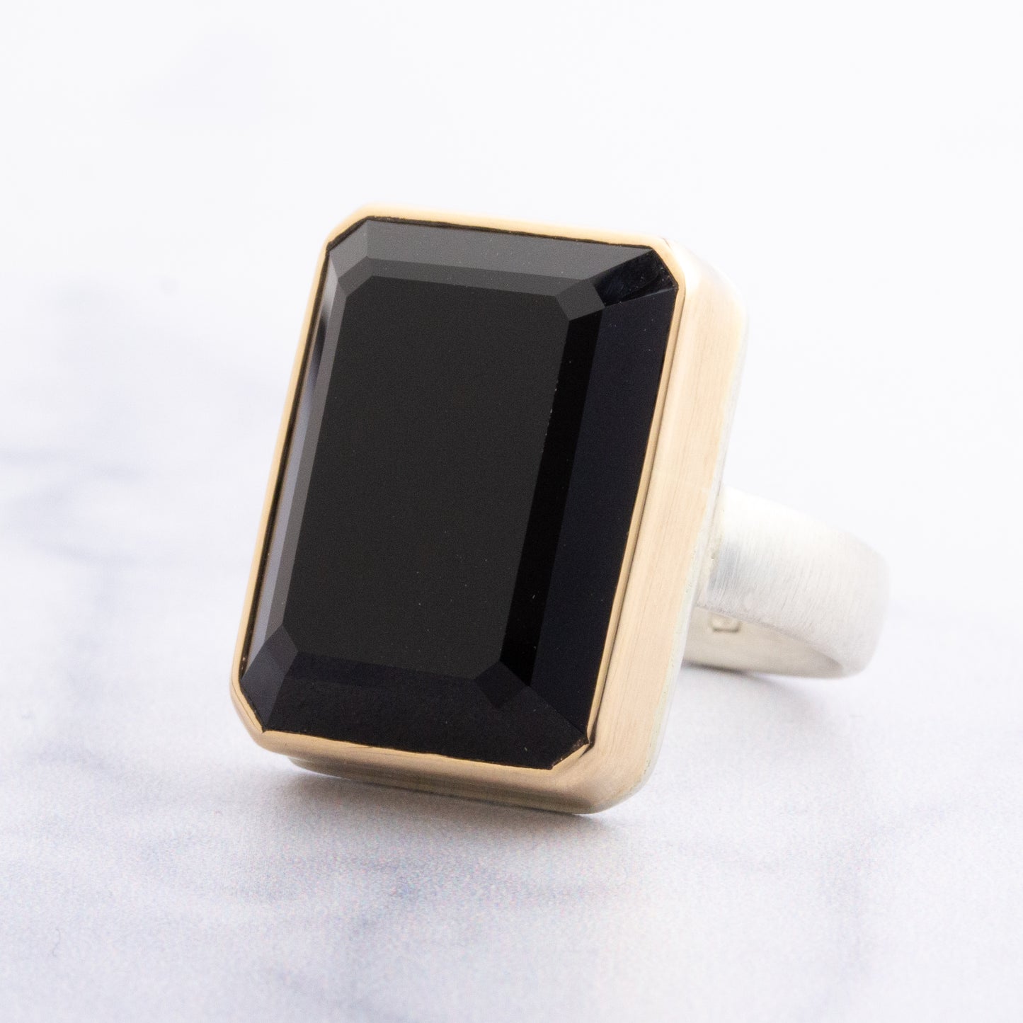 Sterling & 14K Gold Black Onyx Ring