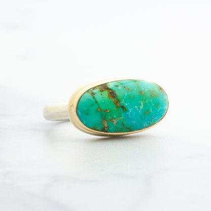 Sterling & 14K Gold Sonoran Turquoise Ring