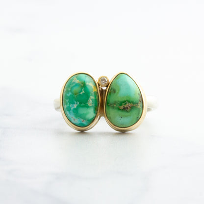 Sterling & 14K Gold Double Sonoran Mountain Turquoise Ring