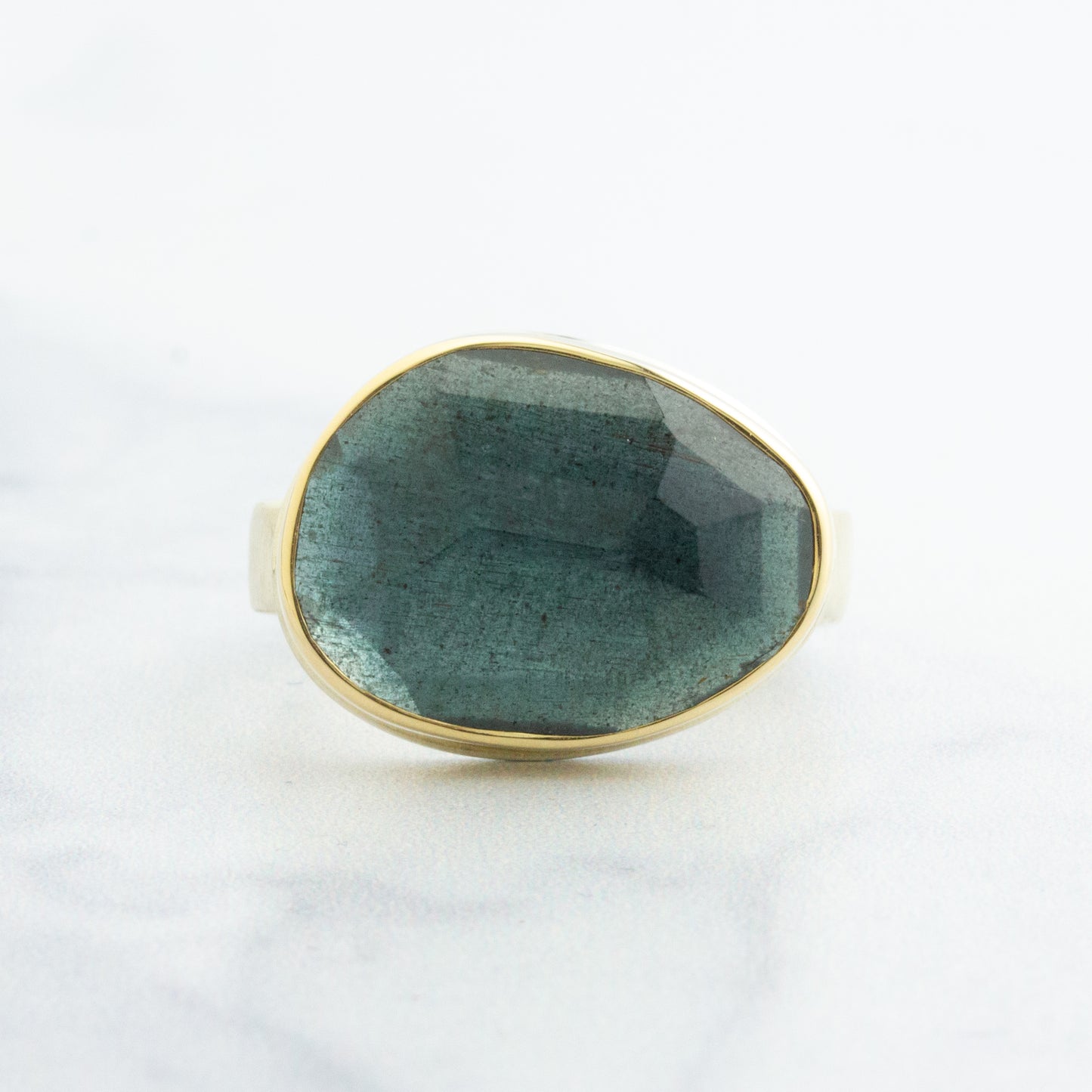 Sterling & 14K Gold Moss Aquamarine Ring