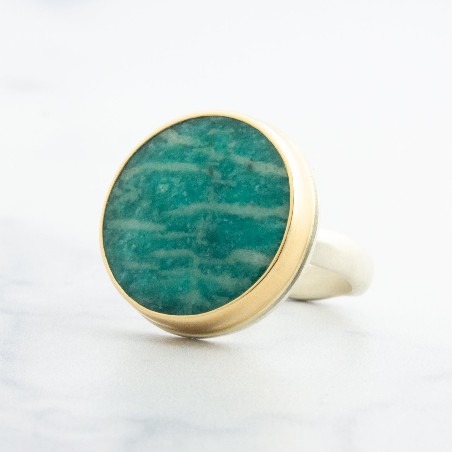 Sterling & 14K Gold Amazonite Ring