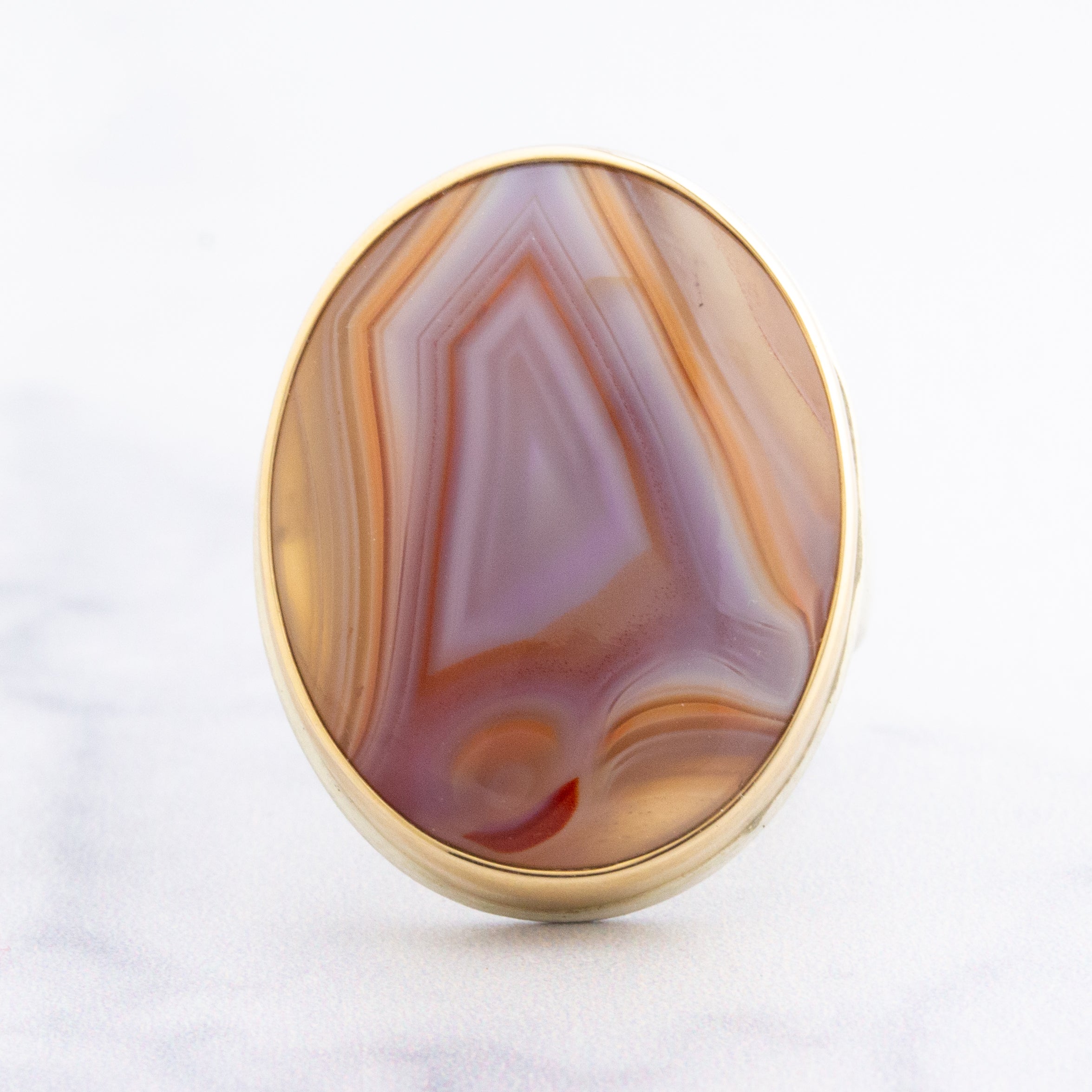 Caramel Botswana Agate Stone Sterling Silver 925 Ring Size 7 newest