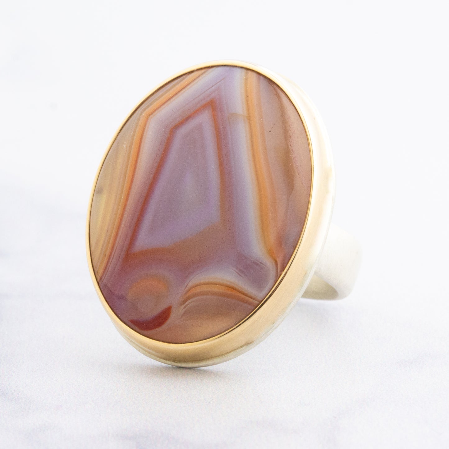 Sterling & 14K Gold Botswana Agate Ring