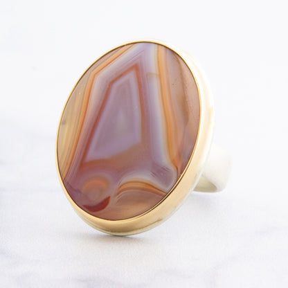 Sterling & 14K Gold Botswana Agate Ring