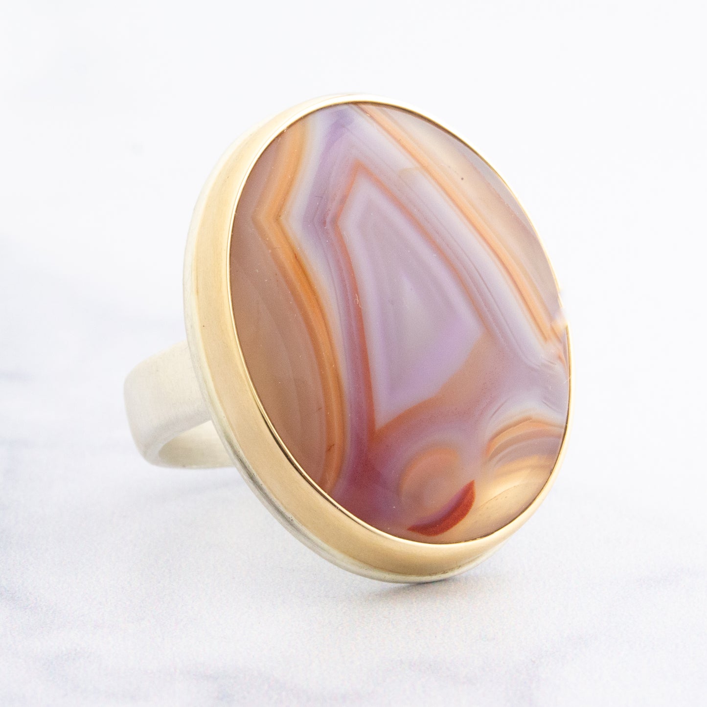 Sterling & 14K Gold Botswana Agate Ring