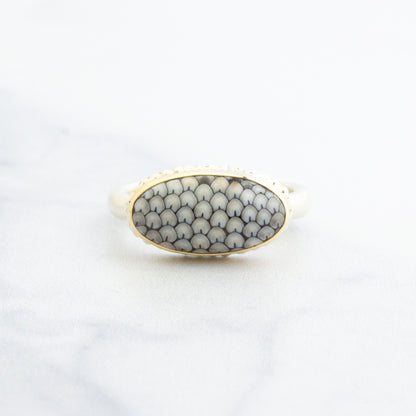 Sterling & 14K Gold Snakeskin Agate Ring