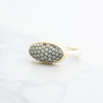 Sterling & 14K Gold Snakeskin Agate Ring