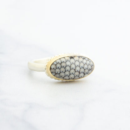 Sterling & 14K Gold Snakeskin Agate Ring