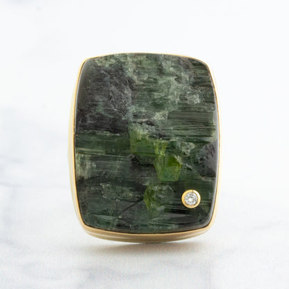 Sterling & 14K Gold Green Tourmaline Ring