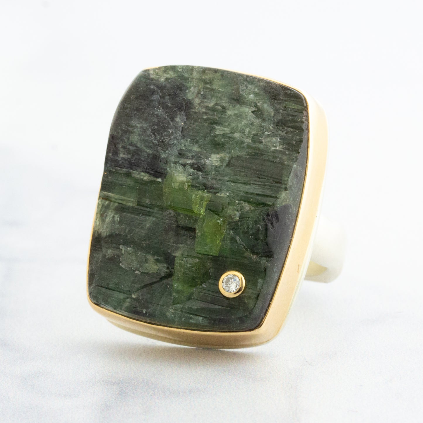 Sterling & 14K Gold Green Tourmaline Ring