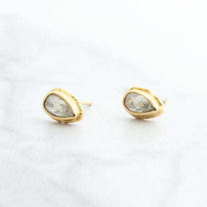 14K Gold .65 tcw Rustic Diamond Post Earrings