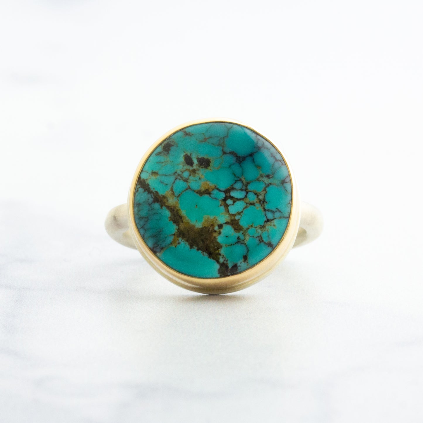 Sterling & 14K Gold Hubei Turquoise Ring