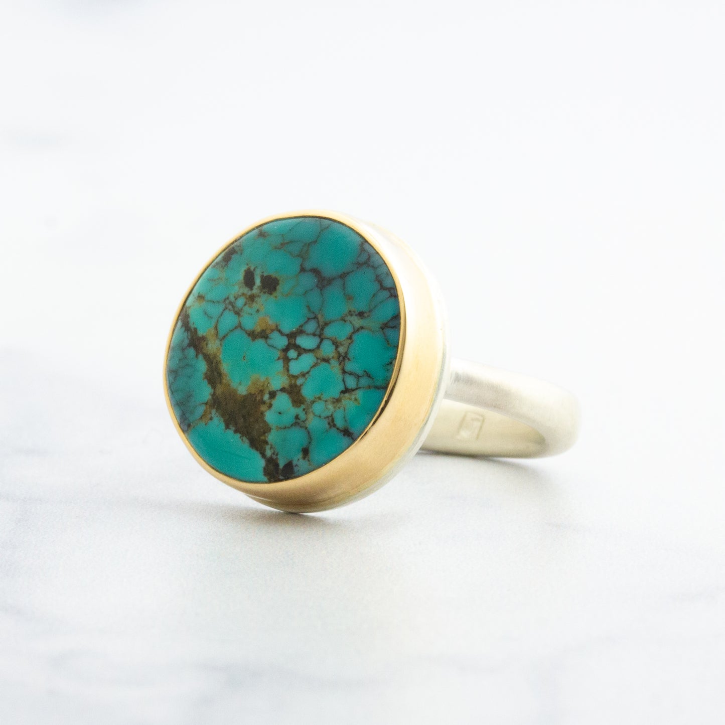 Sterling & 14K Gold Hubei Turquoise Ring