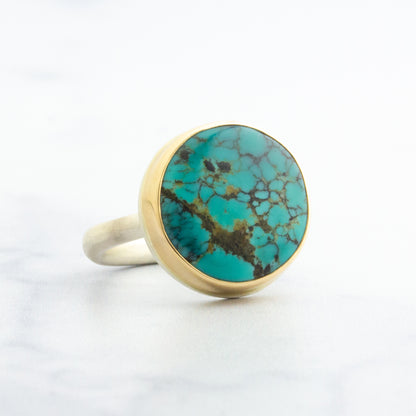 Sterling & 14K Gold Hubei Turquoise Ring