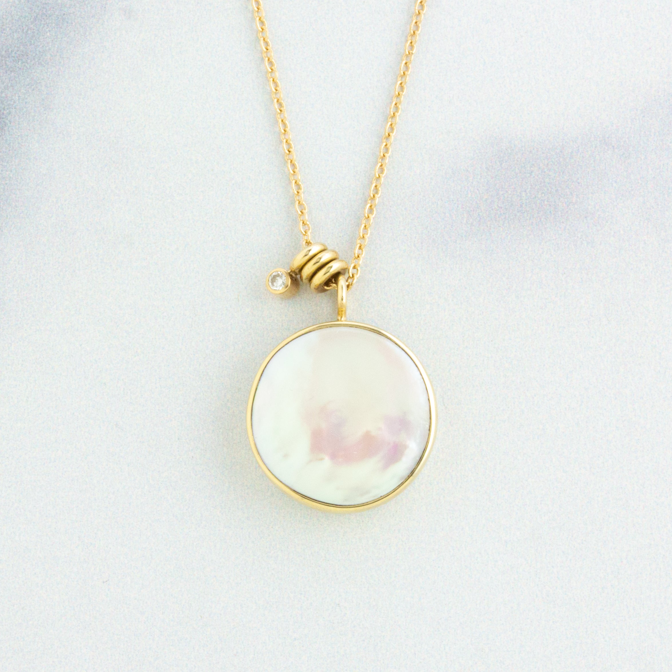 14kt Solid outlet Gold/Pearl/Diamond Pendant