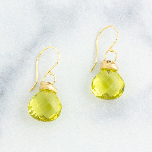 14K Gold Lemon Quartz Earrings