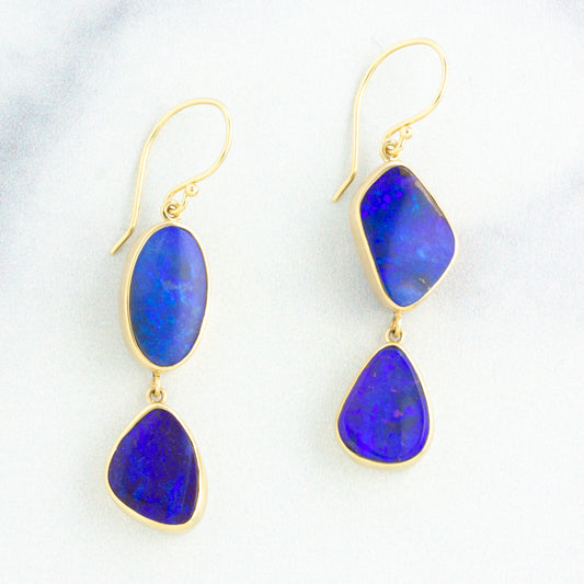 Sterling & 14K Gold Boulder Opal Drop Earrings