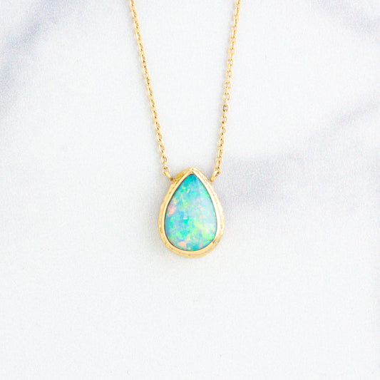 14K Gold Australian Opal Necklace