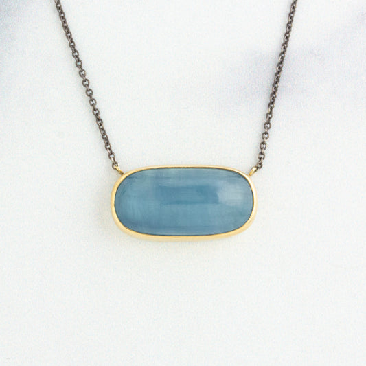 Oxidized Sterling & 14K Gold Aquamarine Necklace