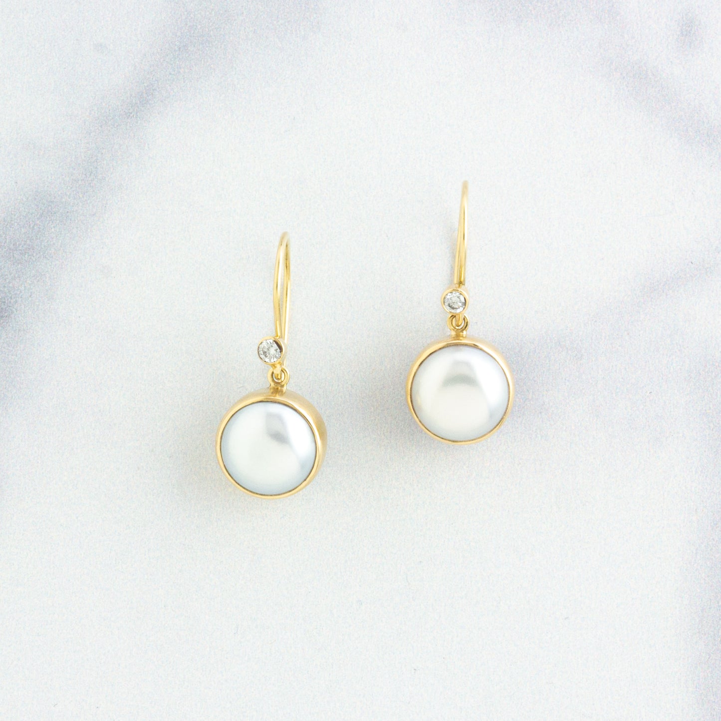 Sterling & 14K Gold Pearl & Diamond Earrings