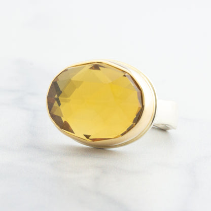 Sterling & 14K Gold Oval Citrine Ring