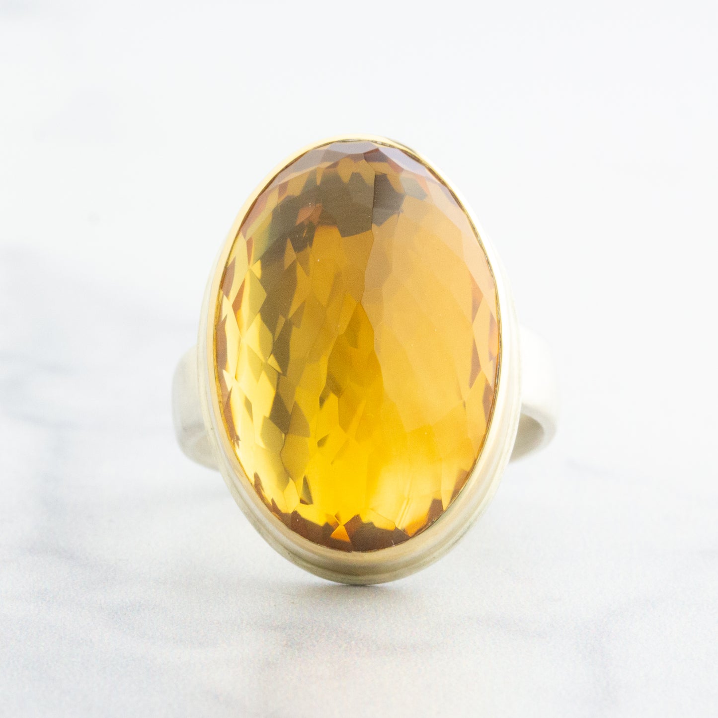 Sterling & 14K Gold Oval Citrine Ring