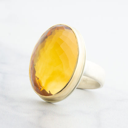 Sterling & 14K Gold Oval Citrine Ring