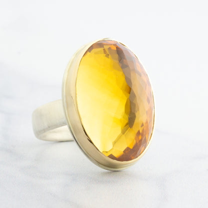 Sterling & 14K Gold Oval Citrine Ring