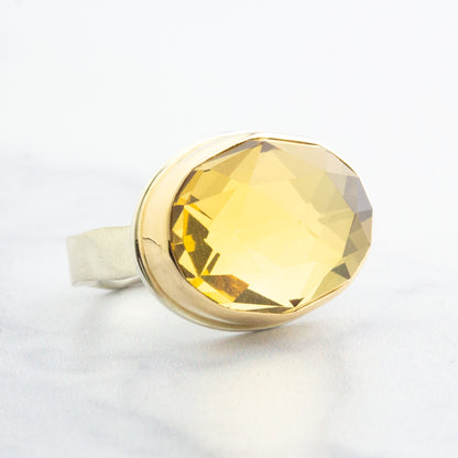 Sterling & 14K Gold Oval Citrine Ring