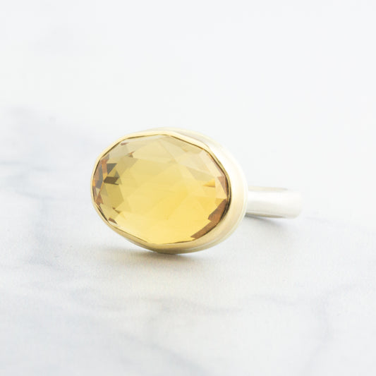 Sterling & 14K Gold Small Citrine Ring