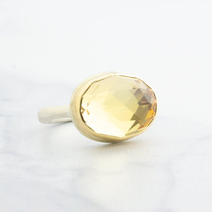 Sterling & 14K Gold Small Citrine Ring