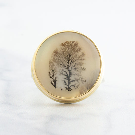 Sterling & 14K Gold Dendritic Agate Ring