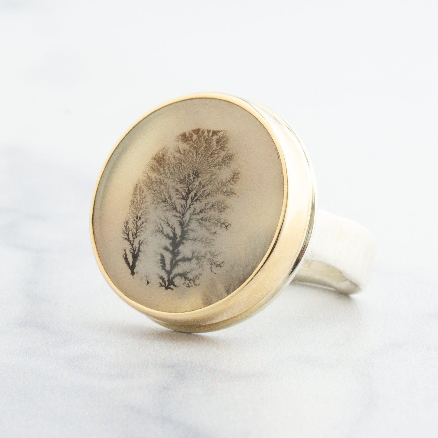 Sterling & 14K Gold Dendritic Agate Ring