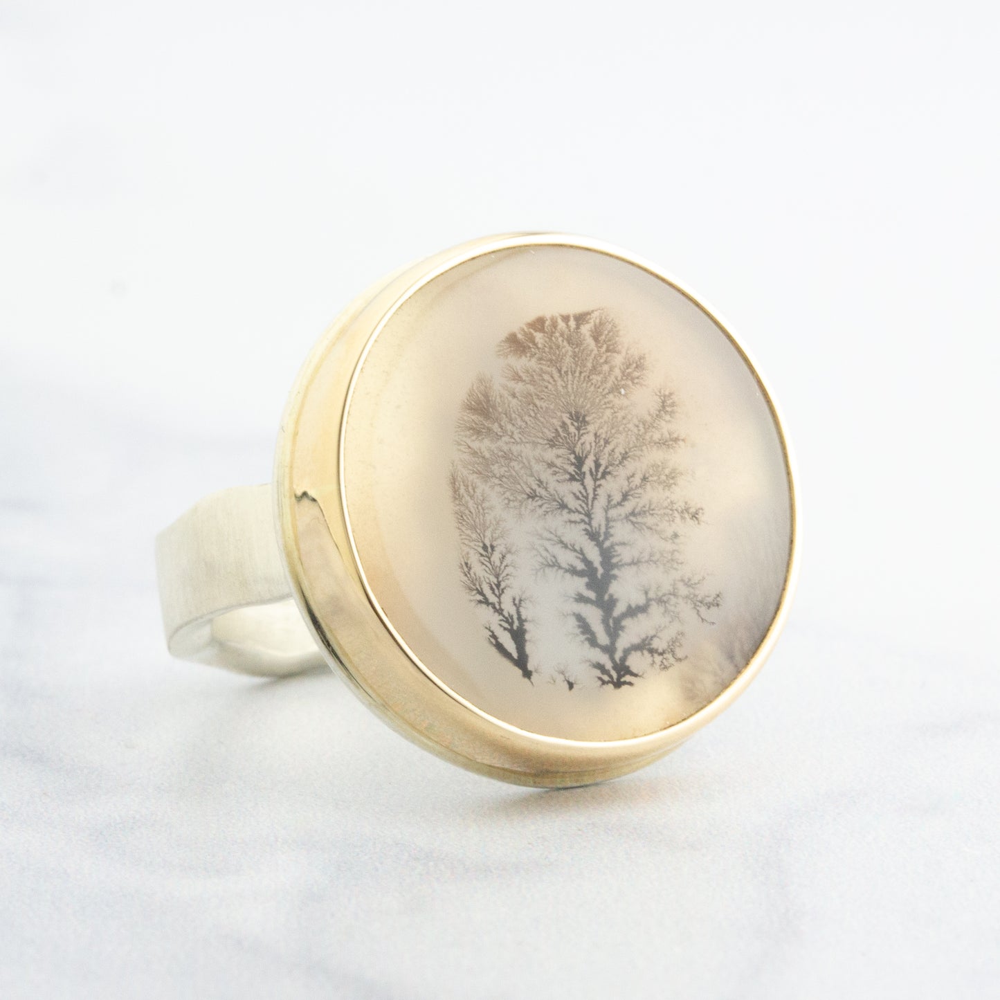 Sterling & 14K Gold Dendritic Agate Ring